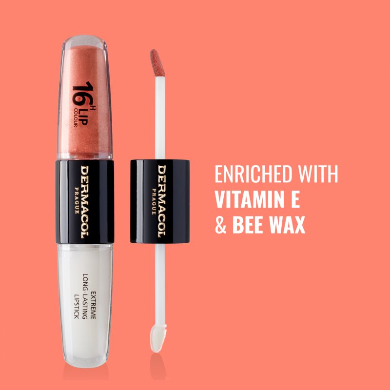Dermacol 16H Lip Colour dlouhotrvající rtěnka a lesk na rty odstín 05 Sparkling Muse 2x4 ml (obrázek 7)