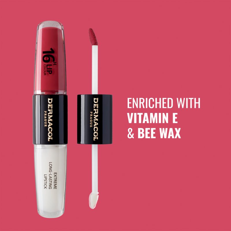 Dermacol 16H Lip Colour dlouhotrvající rtěnka a lesk na rty odstín 06 Merry Berry 2x4 ml (obrázek 8)