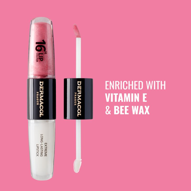 Dermacol 16H Lip Colour dlouhotrvající rtěnka a lesk na rty odstín 11 Soft Heart 2x4 ml (obrázek 7)