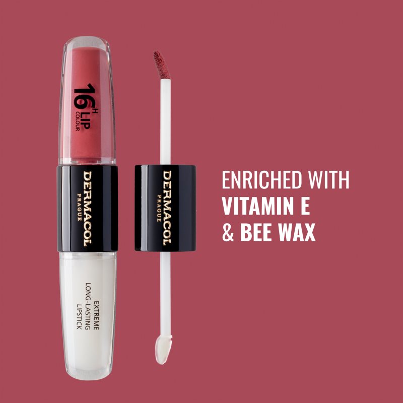 Dermacol 16H Lip Colour dlouhotrvající rtěnka a lesk na rty odstín 12 Trouble Free 2x4 ml (obrázek 7)