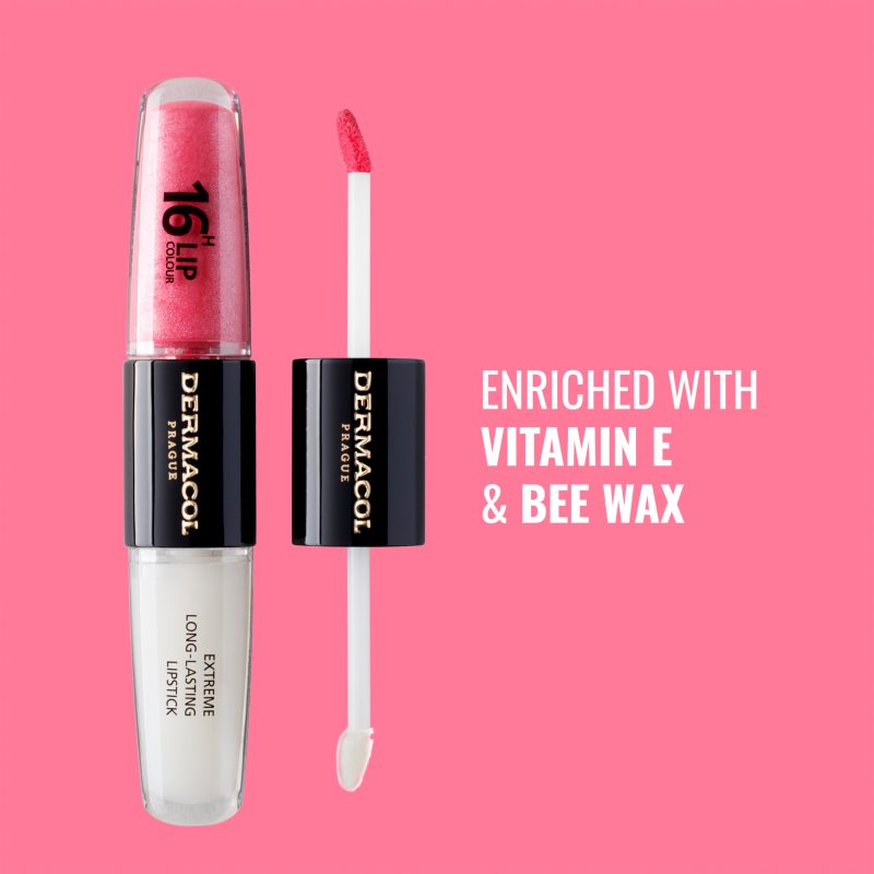 Dermacol 16H Lip Colour dlouhotrvající rtěnka a lesk na rty odstín 15 Dazzling Diva 2x4 ml (obrázek 7)