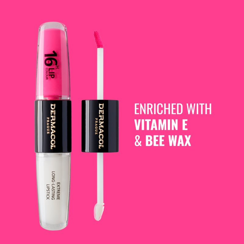 Dermacol 16H Lip Colour dlouhotrvající rtěnka a lesk na rty odstín 18 Cotton Candy 2x4 ml (obrázek 7)