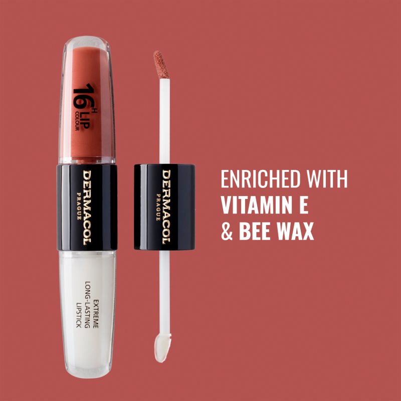 Dermacol 16H Lip Colour dlouhotrvající rtěnka a lesk na rty odstín 23 Mocha Brown 2x4 ml (obrázek 7)