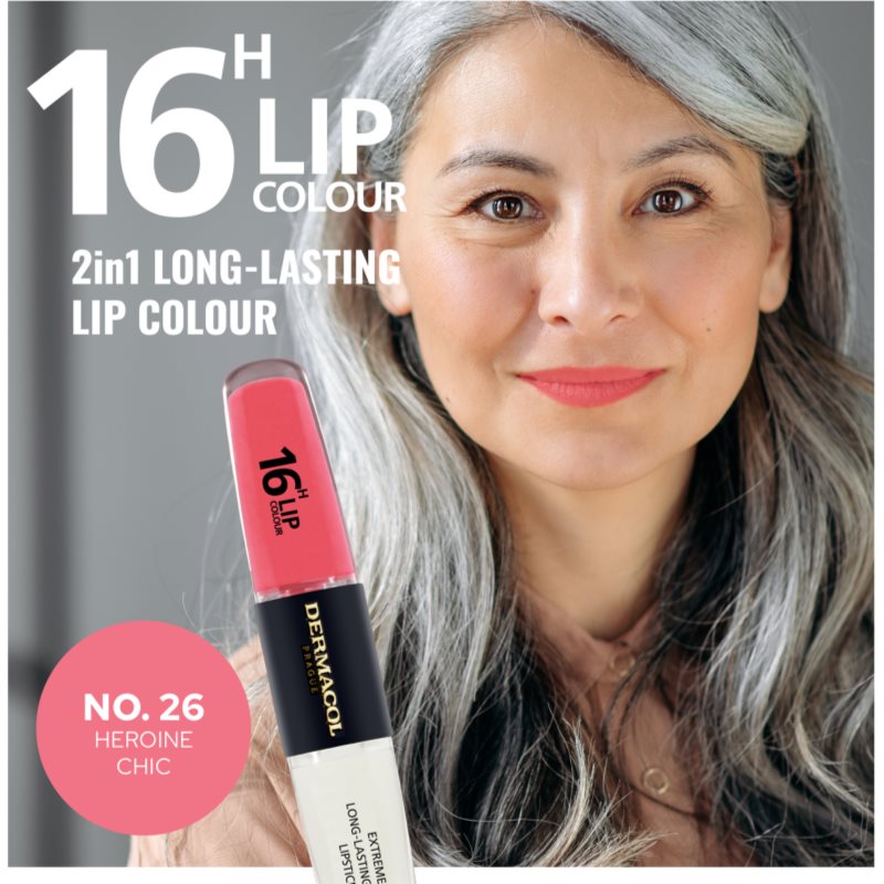 Dermacol 16H Lip Colour стійка помада та блиск для губ відтінок 26 2x4 мл