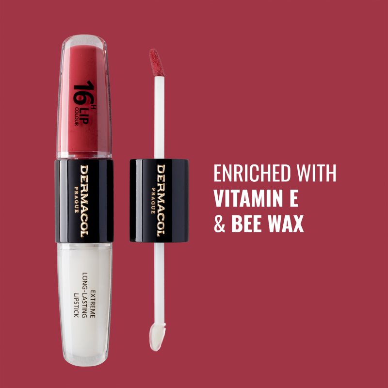 Dermacol 16H Lip Colour dlouhotrvající rtěnka a lesk na rty odstín 28 Royal Peony 2x4 ml (obrázek 7)