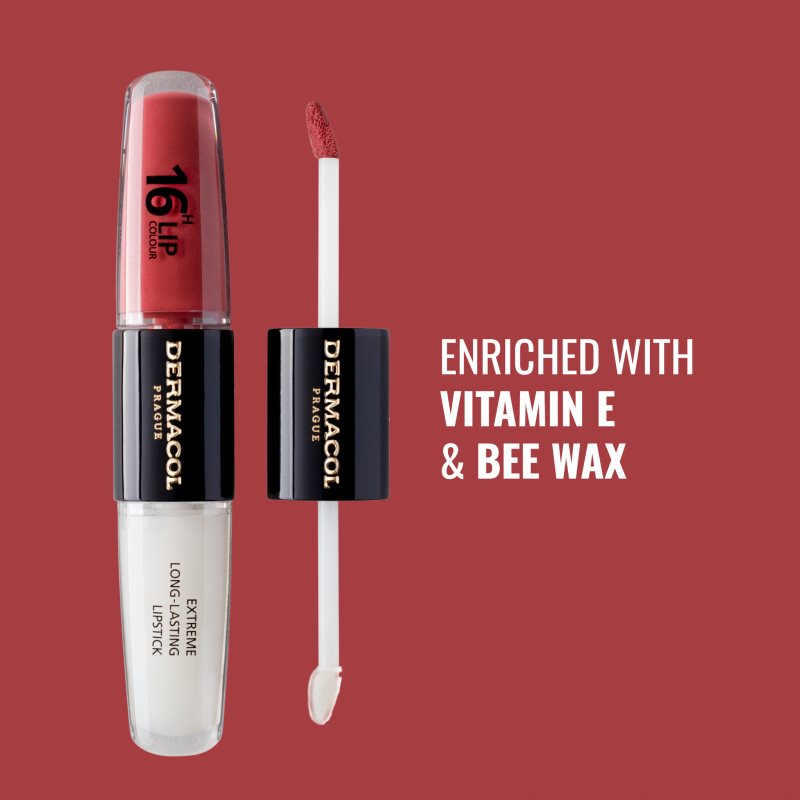 Dermacol 16H Lip Colour dlouhotrvající rtěnka a lesk na rty odstín 35 Sugar Plum 2x4 ml (obrázek 8)