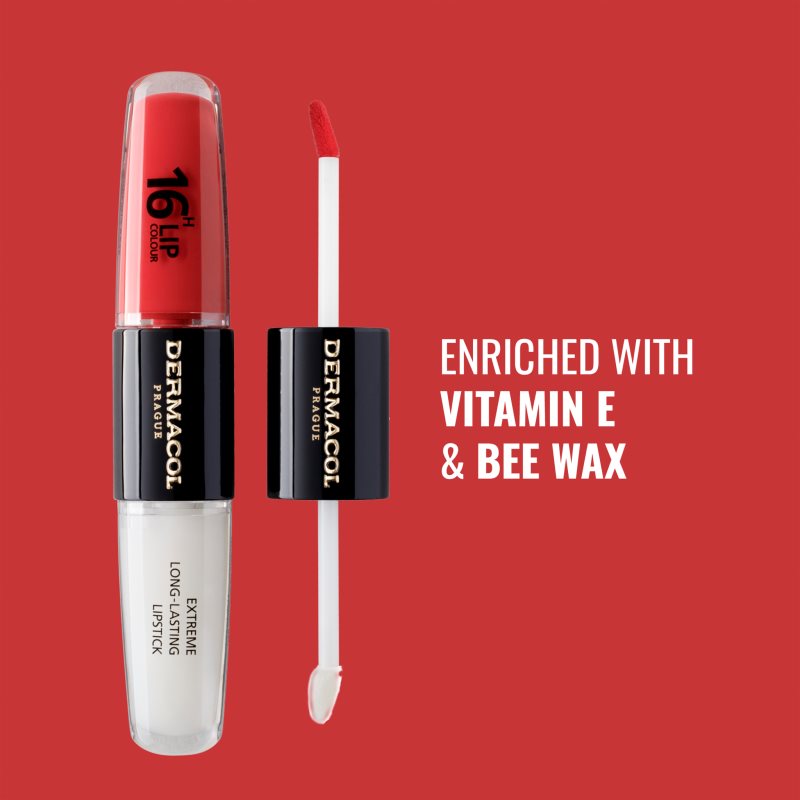 Dermacol 16H Lip Colour dlouhotrvající rtěnka a lesk na rty odstín 36 Coral Sunset 2x4 ml (obrázek 8)