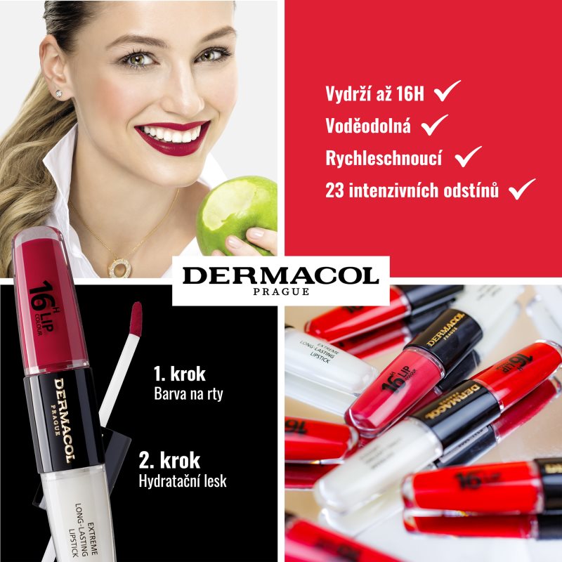 Dermacol 16H Lip Colour dlouhotrvající rtěnka a lesk na rty odstín 07 2x4 ml (obrázek 9)