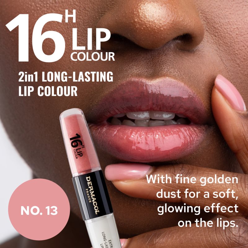 Dermacol 16H Lip Colour dlouhotrvající rtěnka a lesk na rty odstín 13 2x4 ml (obrázek 6)