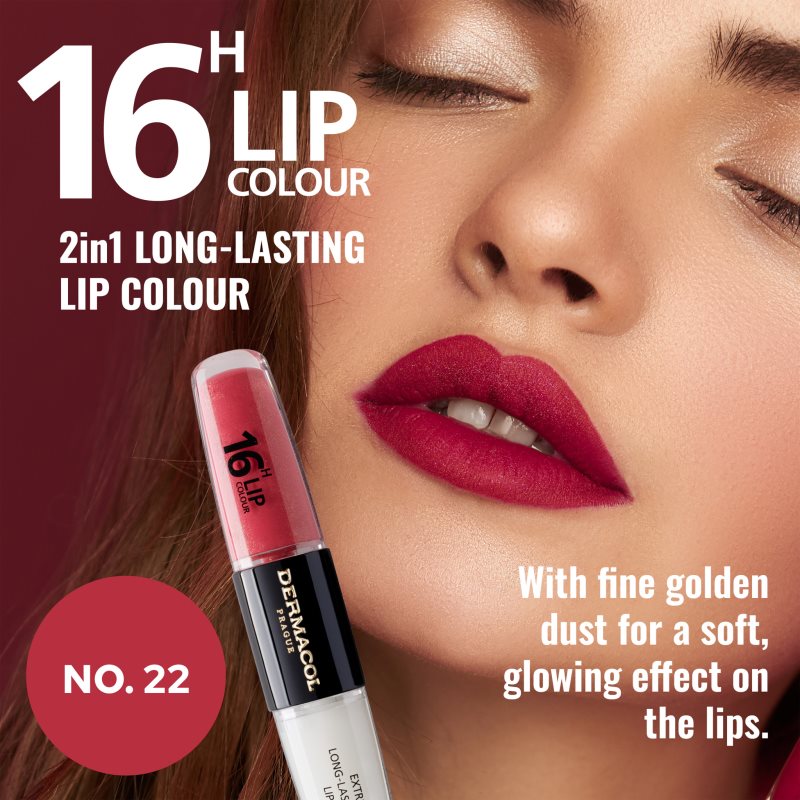 Dermacol 16H Lip Colour dlouhotrvající rtěnka a lesk na rty odstín 22 2x4 ml (obrázek 6)