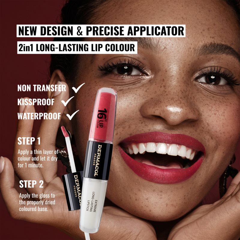 Dermacol 16H Lip Colour dlouhotrvající rtěnka a lesk na rty odstín 22 2x4 ml (obrázek 7)