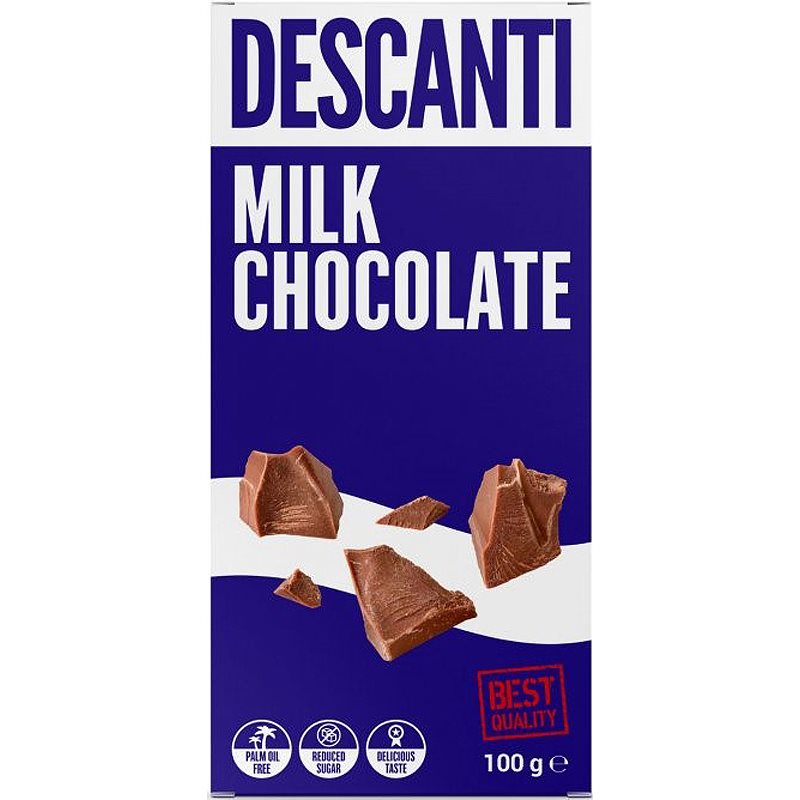 Descanti Milk Chocolate mléčná čokoláda bez přidaného cukru 100 g