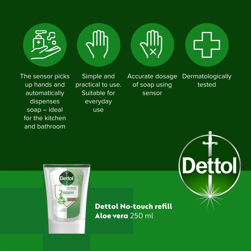 Dettol Soft On Skin Set Recharge Pour Doseur De Savon Sans Contact Conditionnement Avantageux Aloe Vera