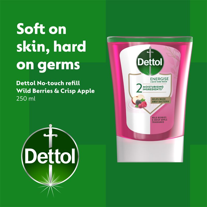 Dettol Energise Liquid Hand Wash Wild Berries & Crisp Apple Refill For Touch-free Soap Dispenser 250 Ml