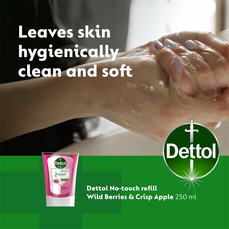 Dettol Energise Liquid Hand Wash Wild Berries & Crisp Apple Refill For Touch-free Soap Dispenser 250 Ml