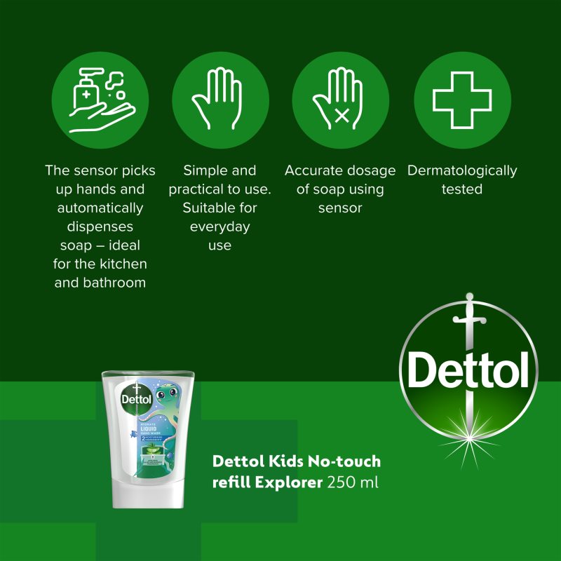 Dettol Soft On Skin Kids Explorer Power наповнювач для безконтактного дозатора мила 250 мл