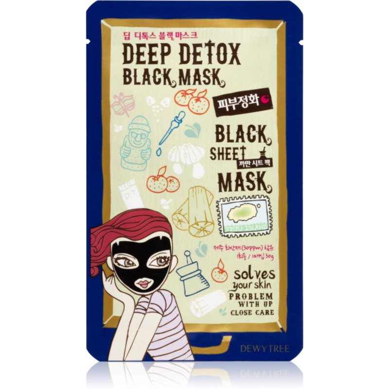 Dewytree Black Mask Deep Detox detoxikační plátýnková maska 30 g
