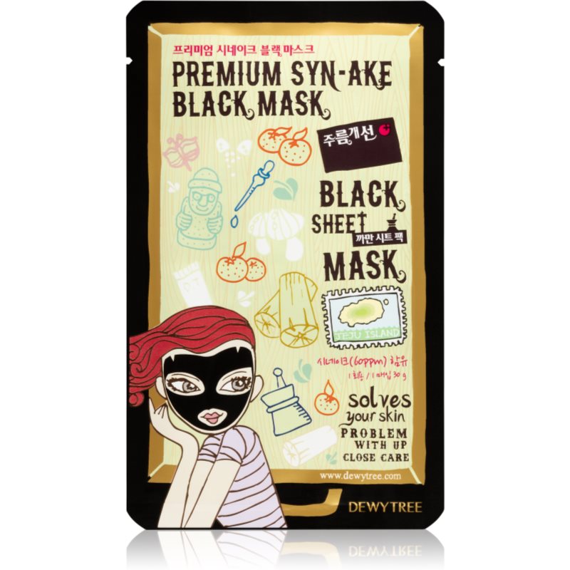 Dewytree Black Mask Syn-ake tekstilinė veido kaukė 30 g