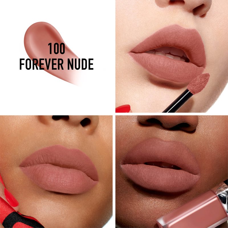 DIOR Rouge Dior Forever Liquid Liquid Matt Lipstick Shade 100 Forever Nude 6 Ml