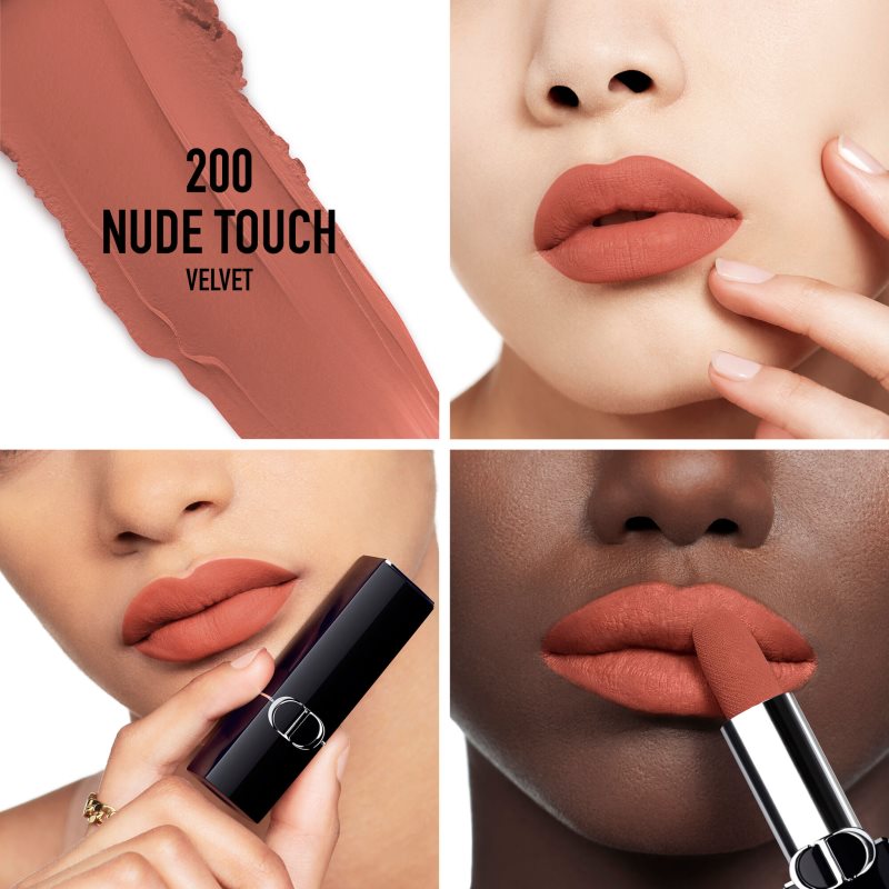 DIOR Rouge Dior The Refill стійка помада змінне наповнення відтінок 200 Nude Touch Velvet 3,5 гр