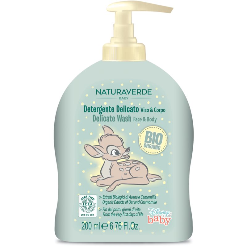 Disney Naturaverde Baby Delicate Wash finom szappan arcra és testre gyermekeknek születéstől kezdődően 200 ml