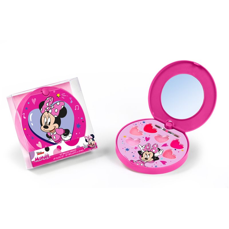 Disney Minnie Lip Gloss Set sada leskov na pery so zrkadielkom a aplikátorom 1 ks