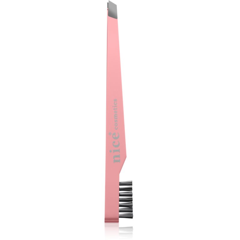 Diva & Nice Cosmetics Accessories pinzeta šikmá s kartáčkem Pink 1 ks
