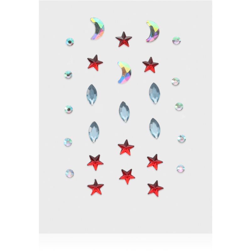 Diva & Nice Cosmetics Face Stones nálepky na obličej Red Stars 35 ks