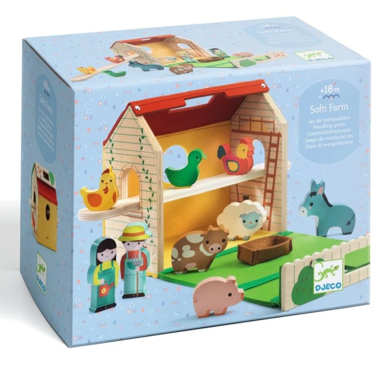 DJECO Wooden Farm sada hračiek z dreva 18m  11 ks