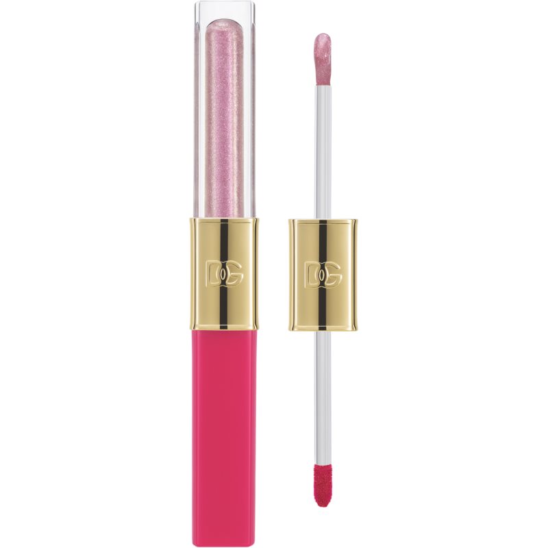 Dolce&Gabbana Make It Double! Lip Tint & Gloss Duo Dolgoobstojna šminka in sijaj za ustnice 2 v 1 odtenek 02 Strawberry Slushie - Pink & Pink Shimmer