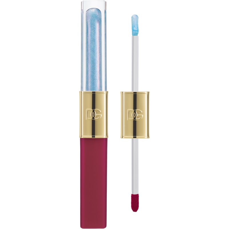Dolce&Gabbana Make It Double! Lip Tint & Gloss Duo Dolgoobstojna šminka in sijaj za ustnice 2 v 1 odtenek 03 Sour Swirl - Mauve & Blue Shimmer 2x2 ml