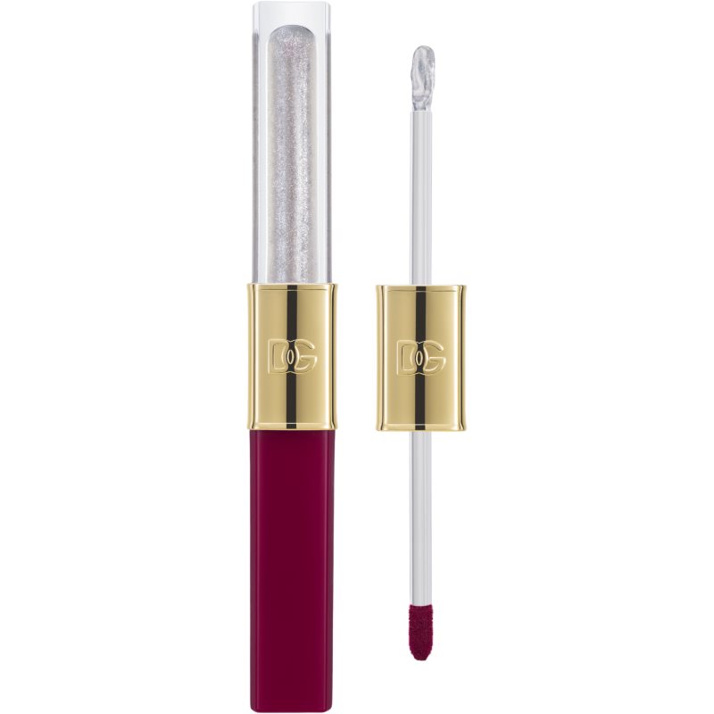 Dolce&Gabbana Make It Double! Lip Tint & Gloss Duo langlebiger, glänzender Lippenstift 2 in 1 Farbton 06 Grape Soda - Berry & Silver Shimmer 2x2 ml