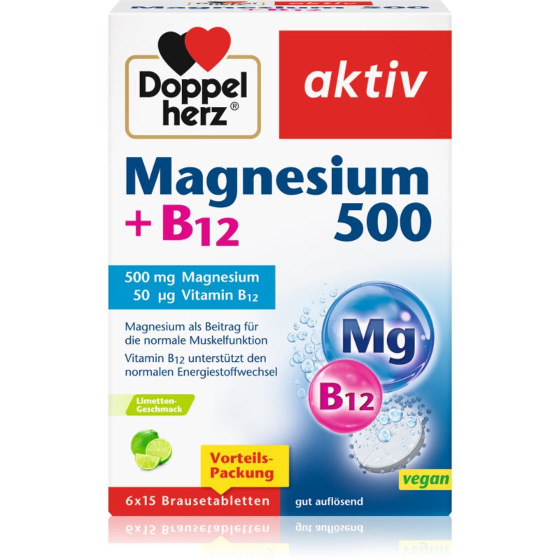 Doppelherz Magnesium 500   B12 Brausetabletten trägt zur normalen Funktion des Nervensystems bei 118 g