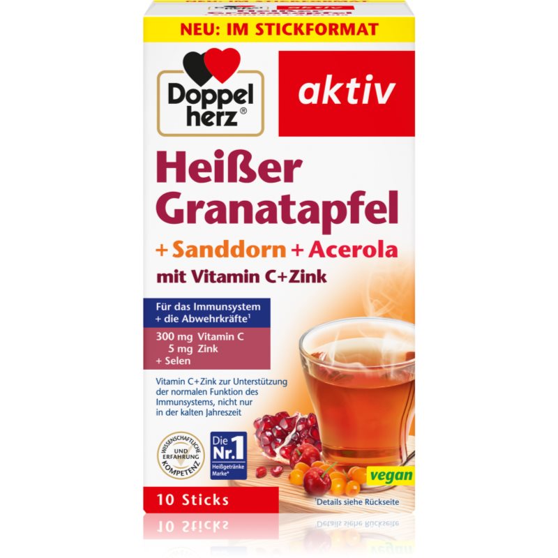 Doppelherz Aktiv Heißer Granatapfel + Sanddorn + Acerola Heißgetränk zur Unterstützung des Immunsystems 150 g