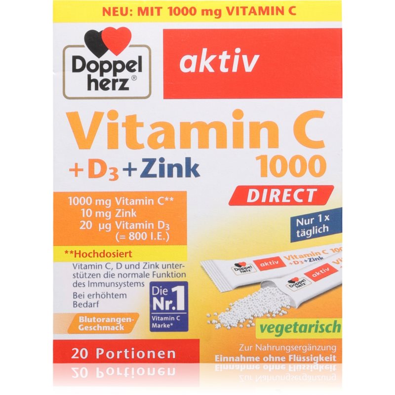 Doppelherz Doppelherz Vitamin C 1000 + D3 + Zink Säckchen zur Unterstützung des Immunsystems, schöner Haut und Nägel 60 g