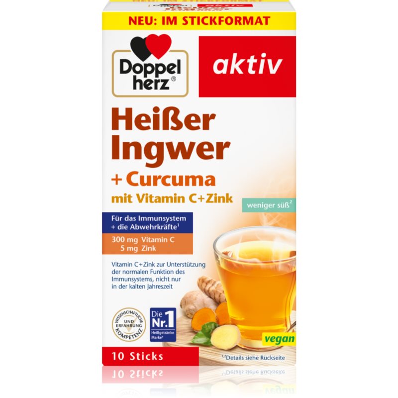 Doppelherz Aktiv Heißer Ingwer   Curcuma mit Vitamin C   Zink Heißgetränk zur Unterstützung des Immunsystems 128 g
