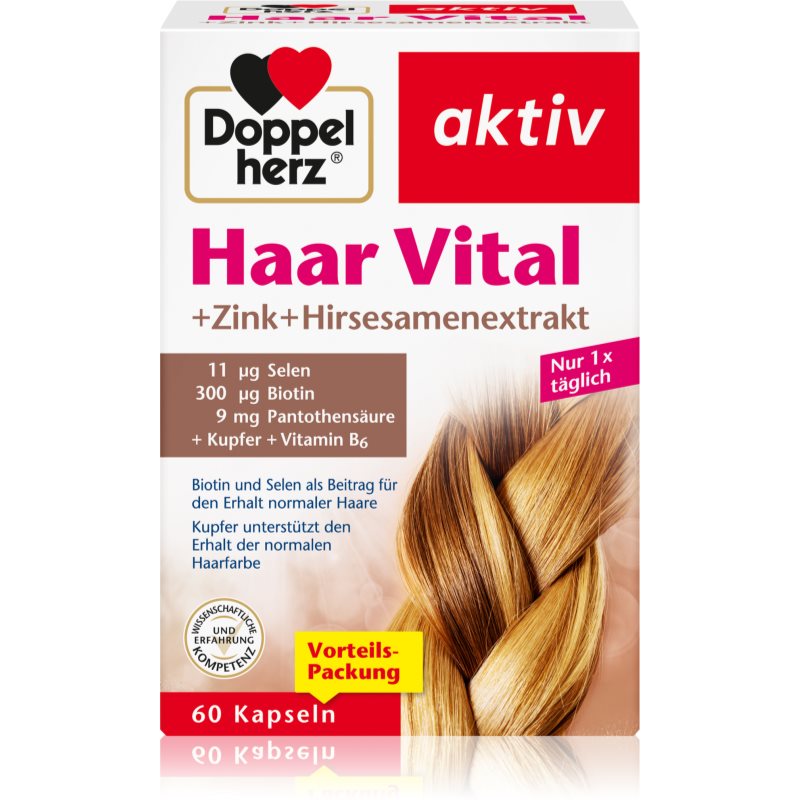 Doppelherz Aktiv Haar Vital + Zink + Hirsesamenextrakt Kapseln für gesunde und schöne Haare 69 g