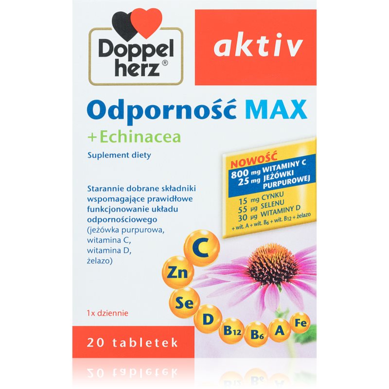 Doppelherz Aktiv Odporność MAX Echinacea tabletki na wsparcie układu odpornościowego 20 tabletek