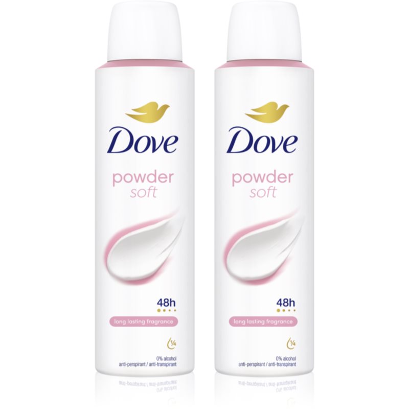 Dove Powder Soft wygodne opakowanie 2x150 ml