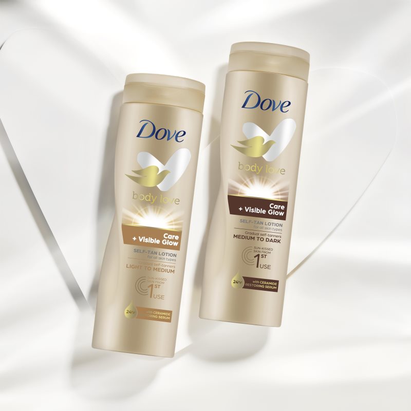 Dove Body Love Selbstbräuner-Milch für den Körper Farbton Medium To Dark 250 ml