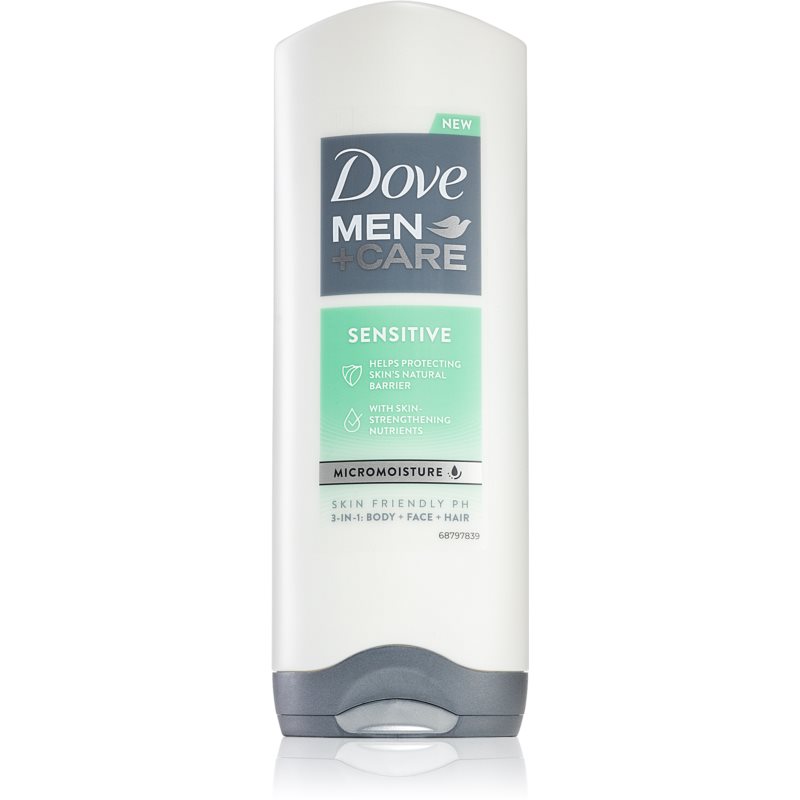 Dove Men Care Sensitive gel za prhanje za obraz, telo in lase za moške 250 ml