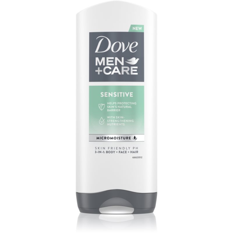 

Dove Men+Care Sensitive гель для душу для обличчя, тіла та волосся для чоловіків