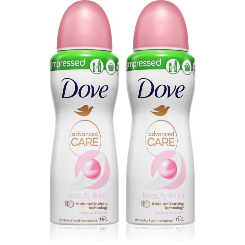 Dove Advanced Care Beauty Finish Antiperspirant pihusti 2x100 ml