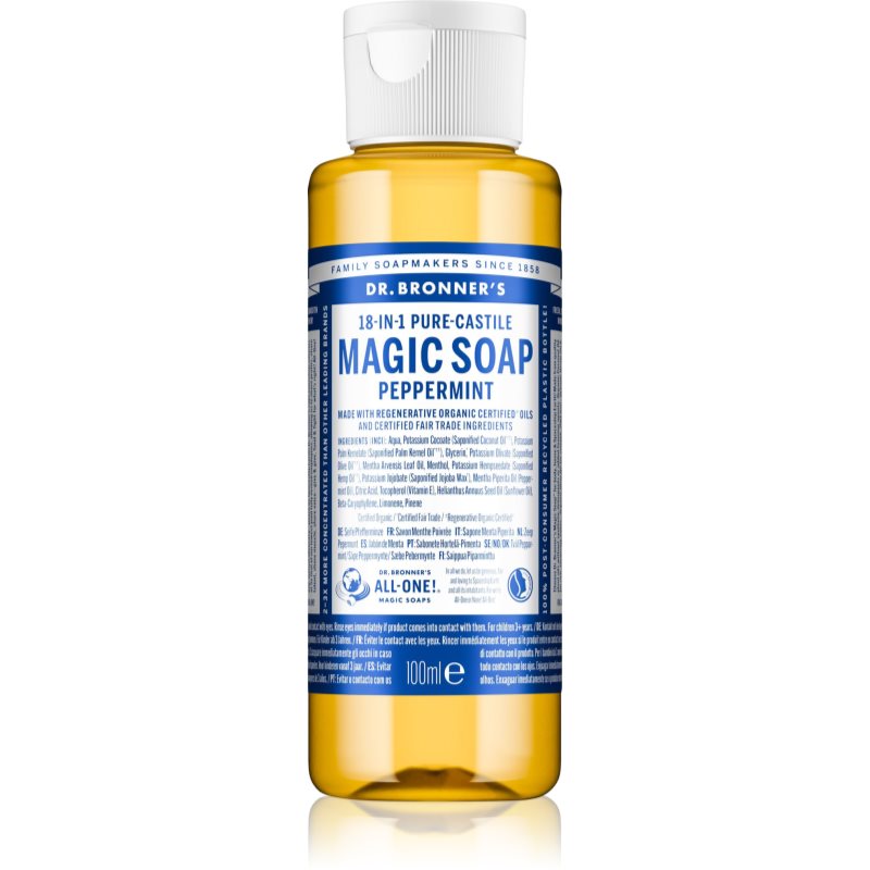 Dr. Bronner’s Peppermint tekoče univerzalno milo 100 ml