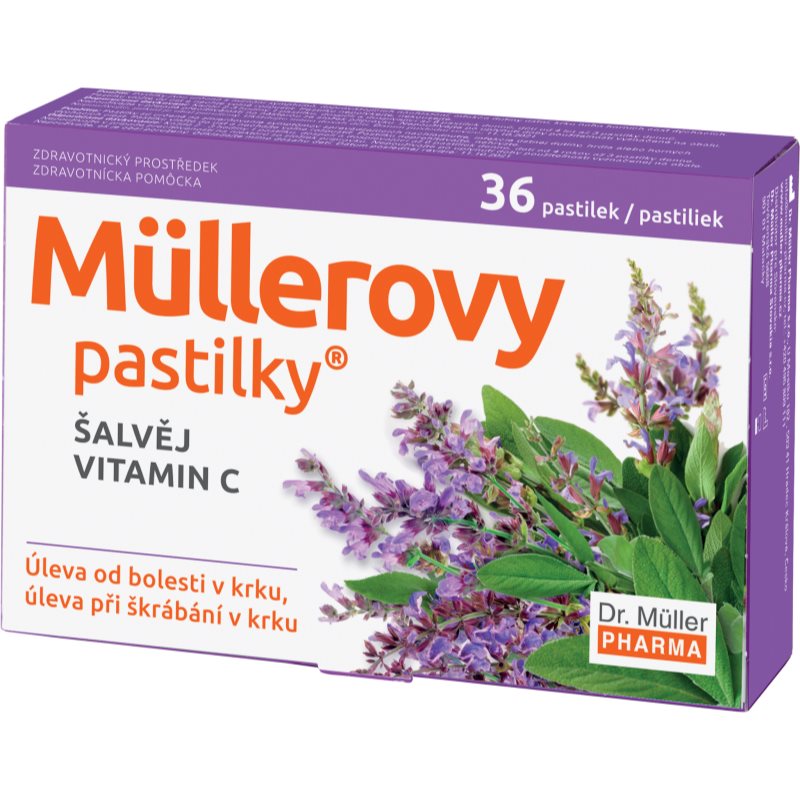 Dr. Müller Müllerovy pastilky® šalvia a vitamín C pastilky pri chrípke a prechladnutí 36 ks kúpite na Notino.sk