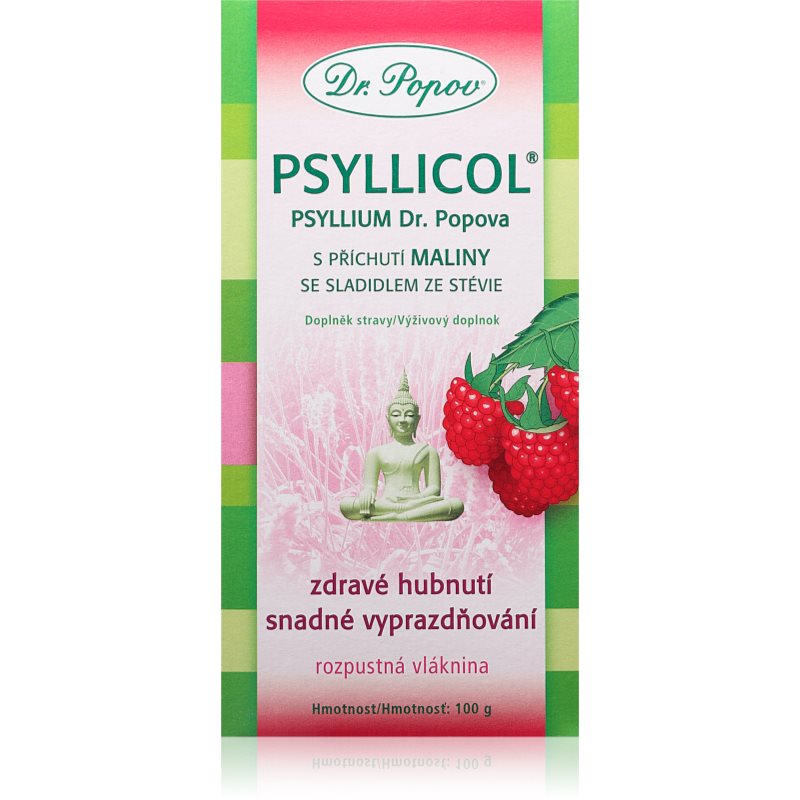 Dr. Popov Psyllicol s malinovou príchuťou vláknina výživový doplnok príchuť raspberry 100 g kúpite na Notino.sk
