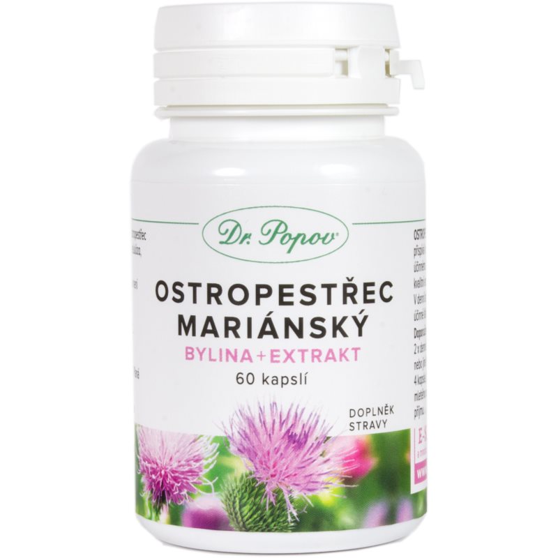 Dr. Popov Ostropestrec mariánsky bylina + extrakt kapsuly na podporu funkcie pečene 60 cps