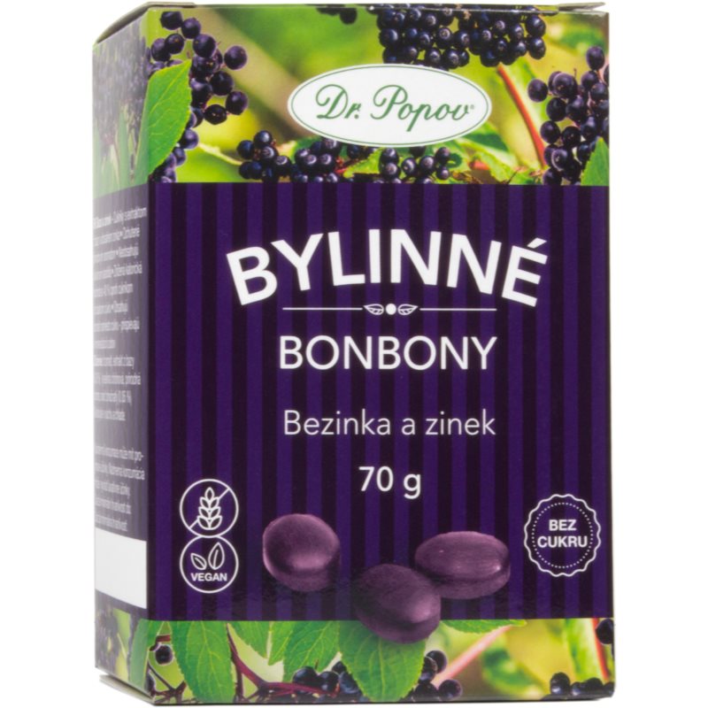 Dr. Popov Bylinné cukríky Bezinka a zinok cukríky 70 g
