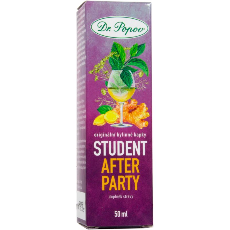 Dr. Popov Originální bylinné kapky Študent After Party bylinné kvapky na podporu fyzickej a psychickej rovnováhy tela 50 ml