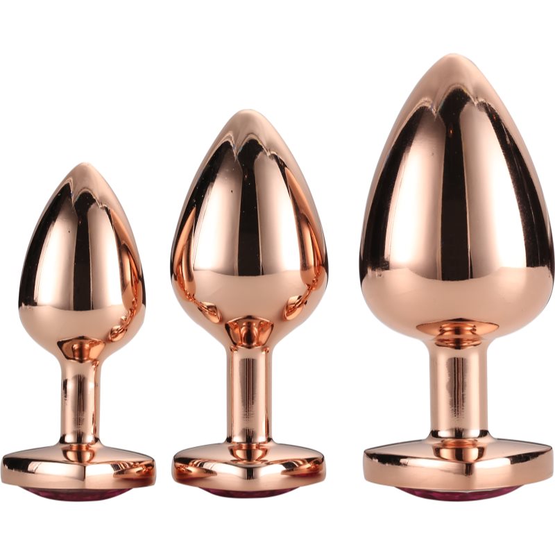 Dream Toys Gleaming Love Silver Plug Set sada análních kolíků Rose Gold Plug Set (obrázek 3)